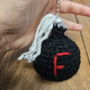Black crochet fbomb keychain